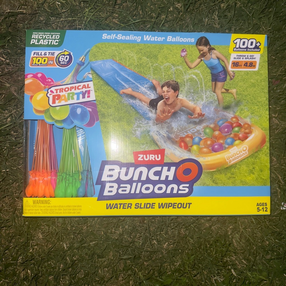 Zuru Bunch O Balloons Water Slide Wipeout 16ft Tropical Party 100+ Balloons NEW
